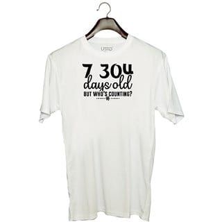 UDNAG Unisex Round Neck Graphic 'School | 7 304 days old but whos counting-' Polyester T-Shirt White