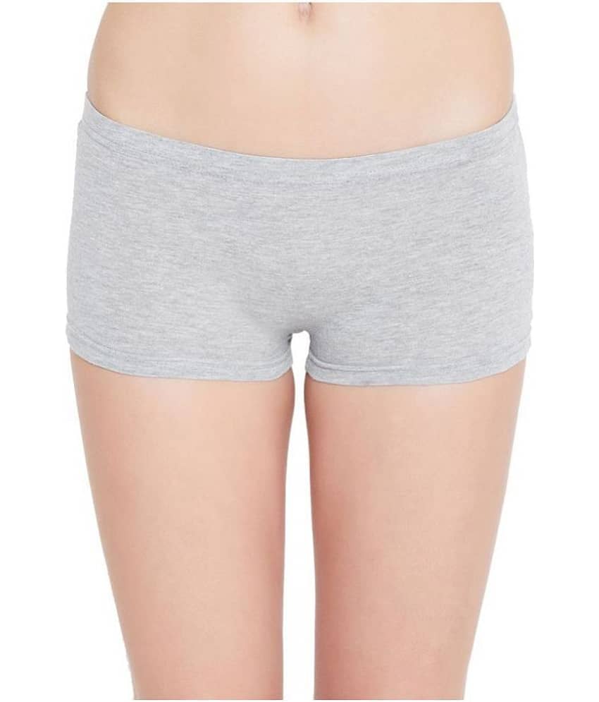 Leading Lady Cotton Solid Women's Boy Shorts ( Grey )