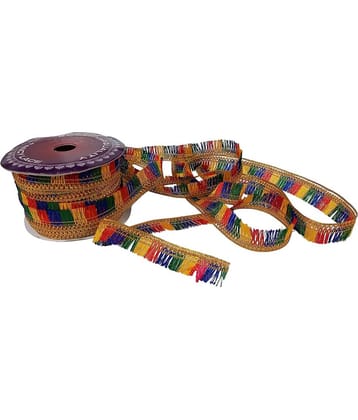 PRANSUNITA Multicolor Fancy Lace– 18 MTS – for Lohri,Makar Sankranti,Basant Panchami, Pongal Decoration Gift Packing, Vandanwar Ethnic Bangles Candle Tea Lights Women's Dresses – Size 2 cm