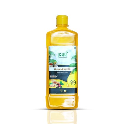 Iraivi - Wood Cold Pressed Groundnut Peanuts Oil - 1 Ltr | Marachekku/Kolhu/Kachi Ghani/Ganuga Cooking Oil| 100% Pure| Unrefined | Nutrient Rich| 100% Natural | Plastic Bottle