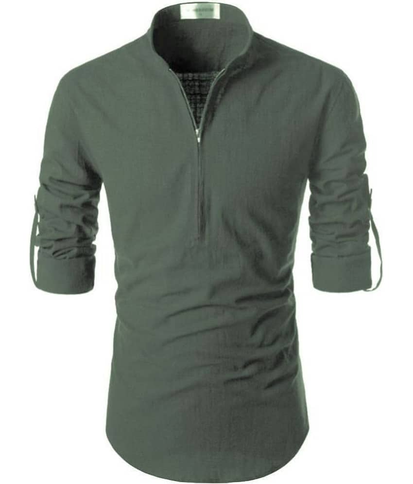 Vida Loca - Green Linen Slim Fit Men's Casual Shirt (Pack of 1)