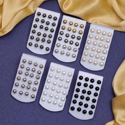 Assorted Color Stud Earrings Combo Of 72 Pairs (STUD210CMB)-Length: 1.20 CM x Width: 1.50 CM / Silver / Alloy With Good Quality Gold Plated