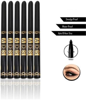ADS Waterproof Eye Pencil(Black,6 Pencil Eyeliner Black 0.25 g