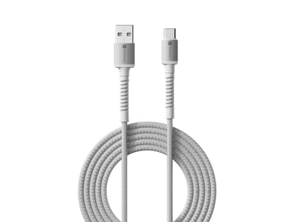 Portronics Konnect X Usb To Type C 3A -1M Unbreakable & Durable, Fast Charging & Data Sync, 1 Meter Portable Cable - White Portronics Konnect X Usb To Type C 3A -1M Unbreakable & Durable, Fast Charging & Data Sync, 1 Meter Portable Cable - White