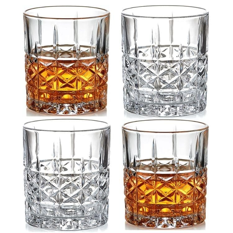 Whiskey Glass | 300 ML | Transparent Old Vintage Fashioned Cocktail Tumblers | Crystal Cut Barware Drinking Glasses for Whisky, Bourbon, Liquor, Wine, Cocktail Drinks |