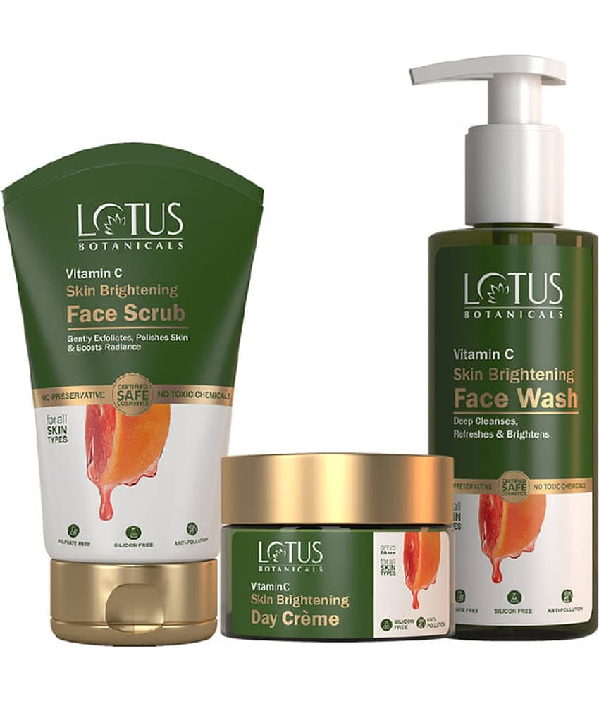 Lotus Botanicals Combo Vitamin C Face Wash180ml, Scrub100g, Day Cream 50gm (Pack of 3)
