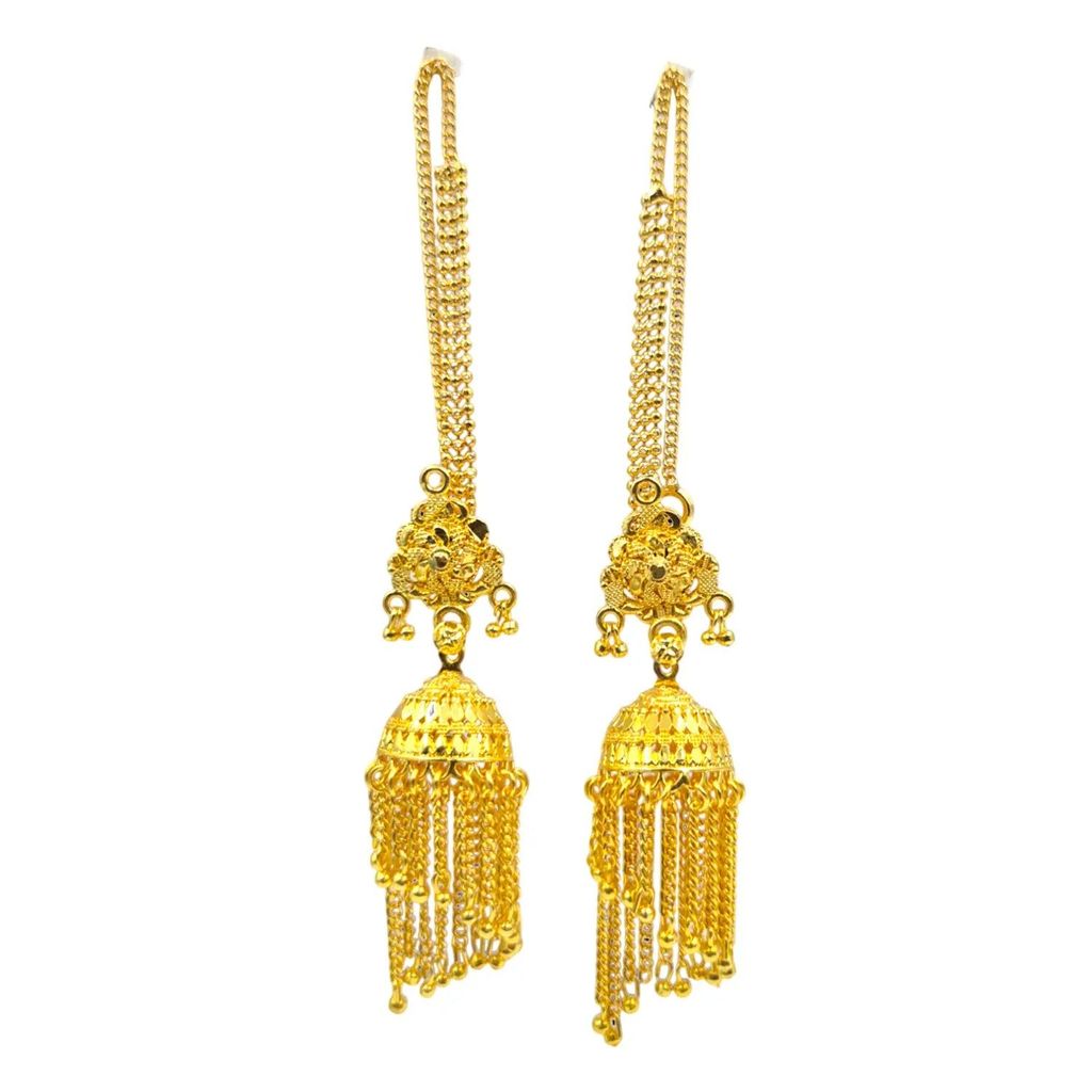 Gold Plated Chain Jhumka Earrings β Elegant Indian Ethnic Jewelry