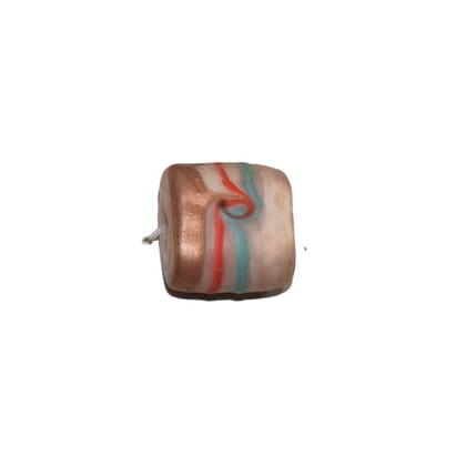 Beadwaala Handmade Fancy Lampwork Glass Beads For Jewelry Making. (Flat Square) SFL-177-Per Packet 25 Pcs / 15X8 MM