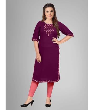 Kapadia - Wine Rayon Women's Straight Kurti ( Pack of 1 )