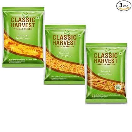 Classic Harvest Combo Fusilli Pasta, Vermicelli (Senviyan) and Penne Pasta (Pack of 3) 250g Each Classic Harvest Combo Fusilli Pasta, Vermicelli (Senviyan) and Penne Pasta (Pack of 3) 250g Each