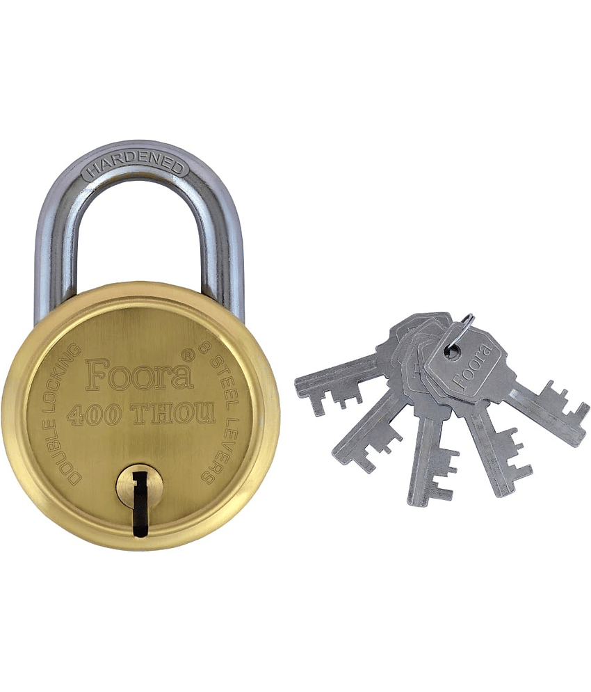Foora 400 Thou Gold with 5 Keys, Size 65mm Hardened, Double Locking