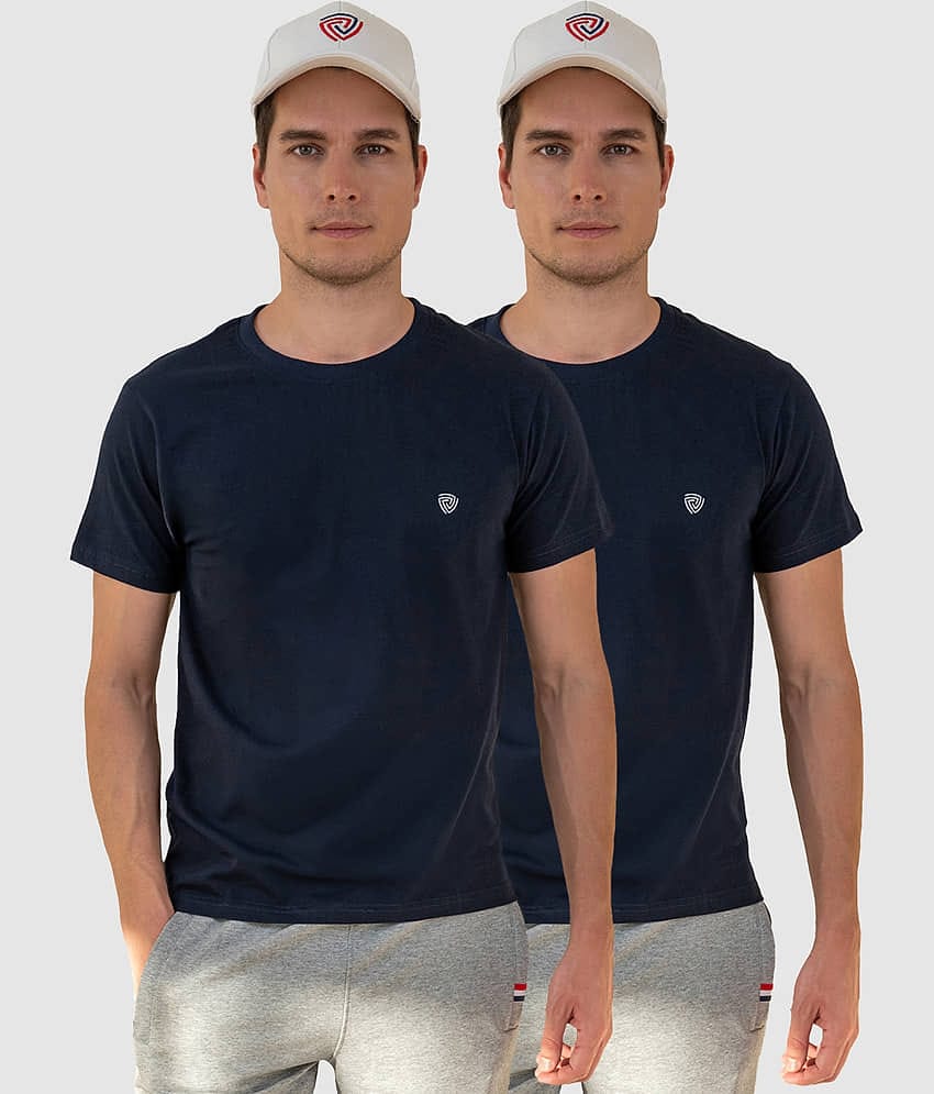 Lux Cozi Cotton Regular Fit Solid Half Sleeves Men's T-Shirt - Black ( Pack of 2 )