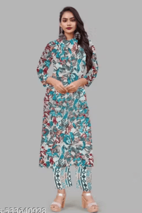 STYLISH PRINTED COTTON BLEND KURTA SET