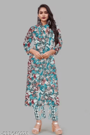 STYLISH PRINTED COTTON BLEND KURTA SET