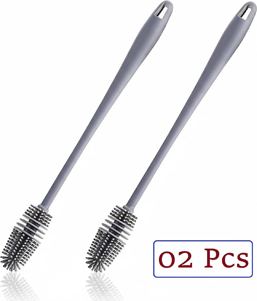 Bottle Cleaning Brush Silicone Long Handle for Baby Bottle, Water Bottle, Containers, Vase and Glass, Bottle Cleaner for Home and Kitchen Accessories Item Products 02 Pcs