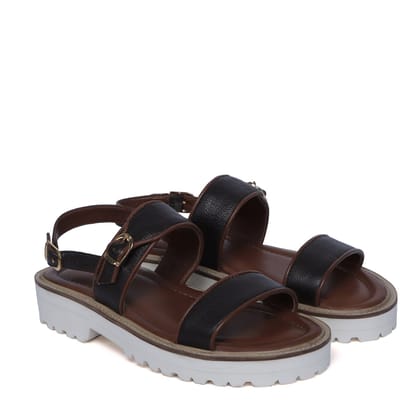 Chunky White Sole Men's Sandal with Golden Finish Buckle In Leather-40/6