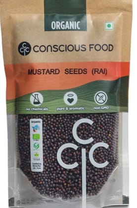 Conscious Food Mustard Seeds Rai Whole 100g Organic Pack of 3