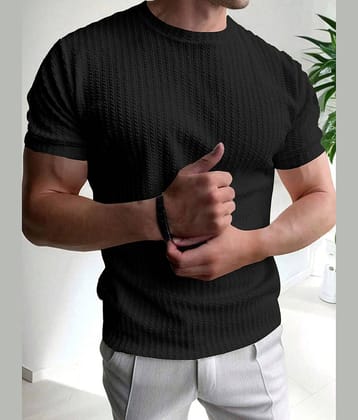 Eyebogler Men Cotton Blend Regular Fit Self Design T-Shirt ( Brown )