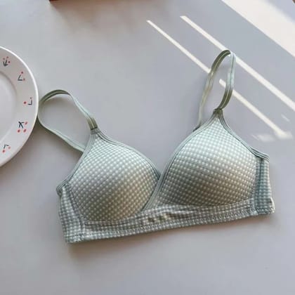 Beautiful Casual Grid Pattern Bralette-Begie / 34B