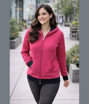 RF RAVES Women Fleece Hooded Sweatshirt For Heavy Winters ( Red )