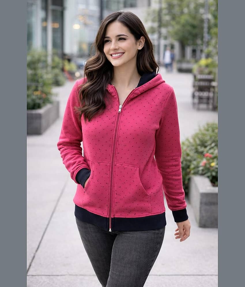 RF RAVES Women Fleece Hooded Sweatshirt For Heavy Winters ( Red )