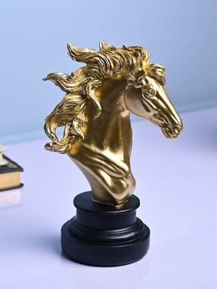 Majestic Horse Decor Object - Golden & Black Elegance