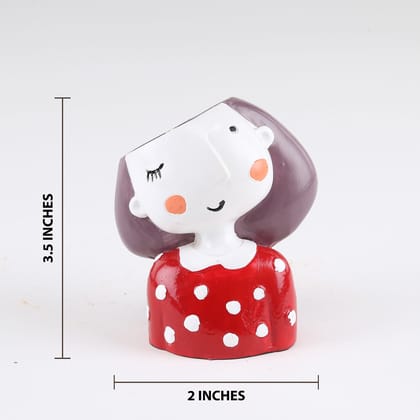 Red Winking Girl Resin Pot