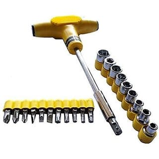 21Pcs Socket & Bits Set T Shape Screwdriver Handle With Multifunctional Screwdriver Bits