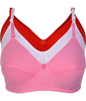 Kiran Enterprises Pack of 3 Cotton Non Padded Women's Minimizer Bra ( Pink )
