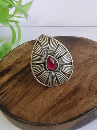 Silver Replica Adjustable Finger Rings for Everyday Style | Sarichka-Red