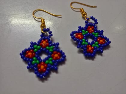 Handmade Persian Seed Bead Earrings - Bohemian Jewelry