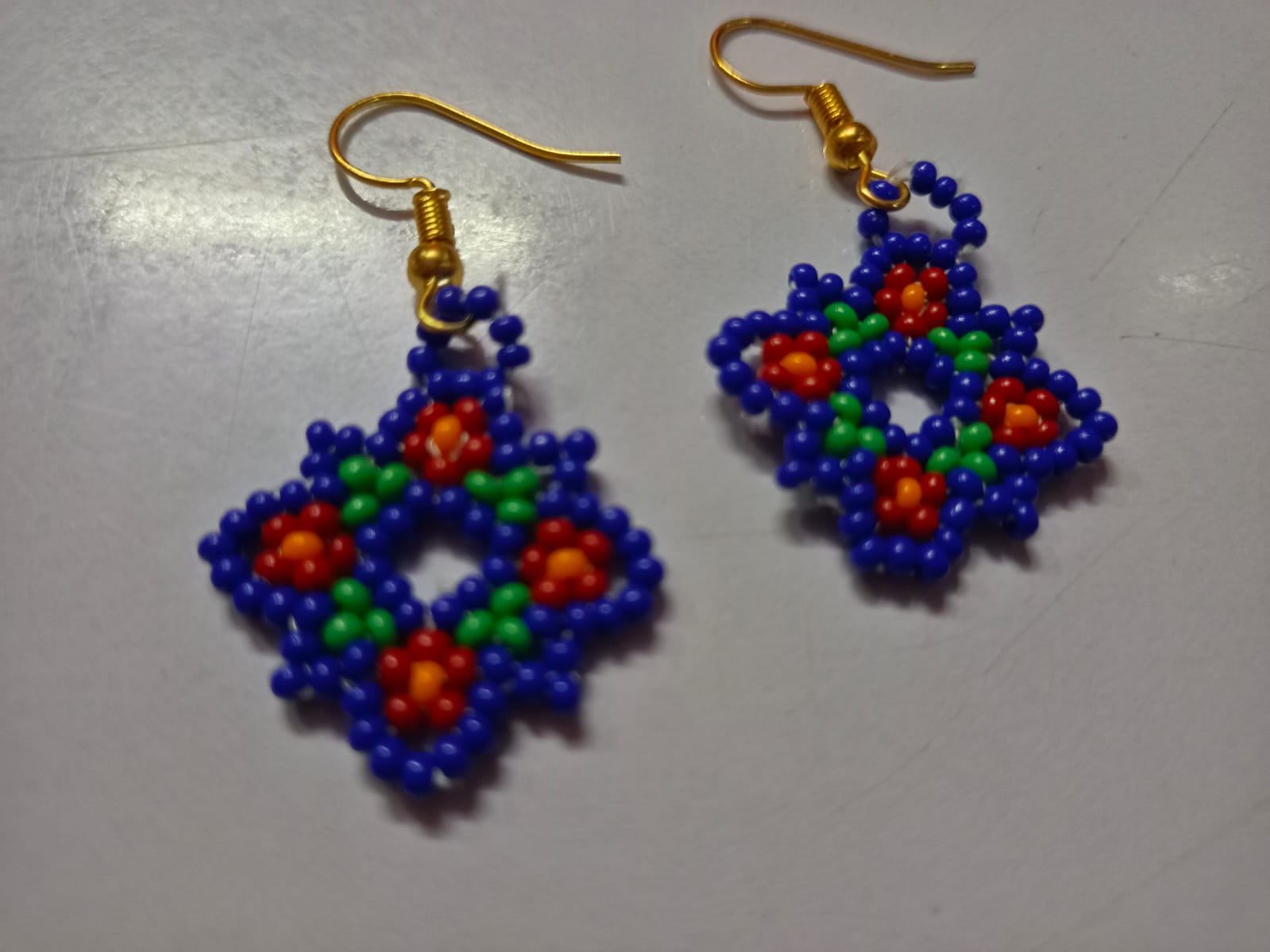 Handmade Persian Seed Bead Earrings - Bohemian Jewelry