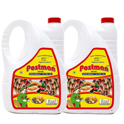 POSTMAN Cold Pressed Filtered Groundnut Oil 5L Jar (Pack of 2)