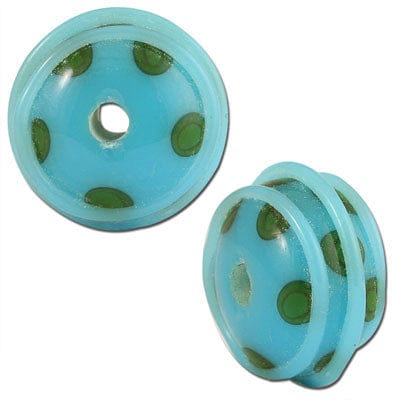 Beadwaala Handmade Fancy Lampwork Glass Beads For Jewelry Making. (Roundel) SFL-386-Per Packet 25 Pcs / 10X18 MM
