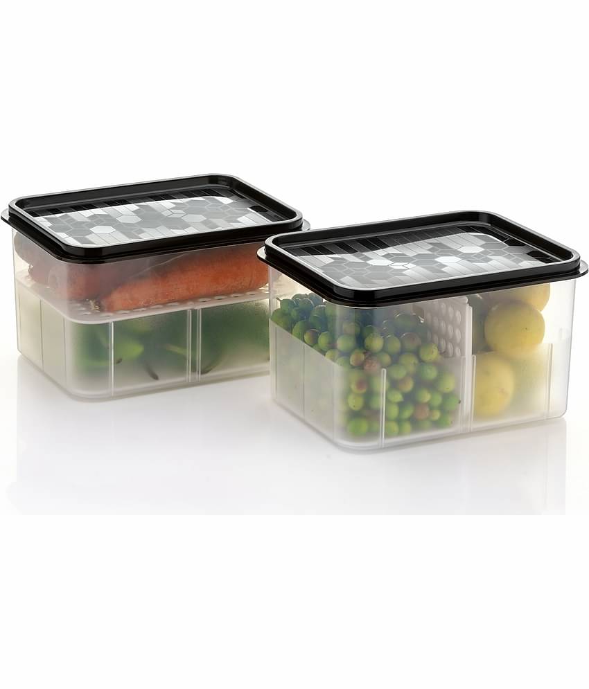 Analog kitchenware Fruit and Vegetables Plastic Black Utility Container Set of 2 (2.3L each)