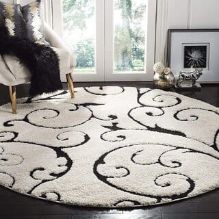 GALLERY HOME Silky Smooth Anti-Skid Shaggy Round Carpet with 2 inch Thickness (9 x 9 Round, Ivory F1)