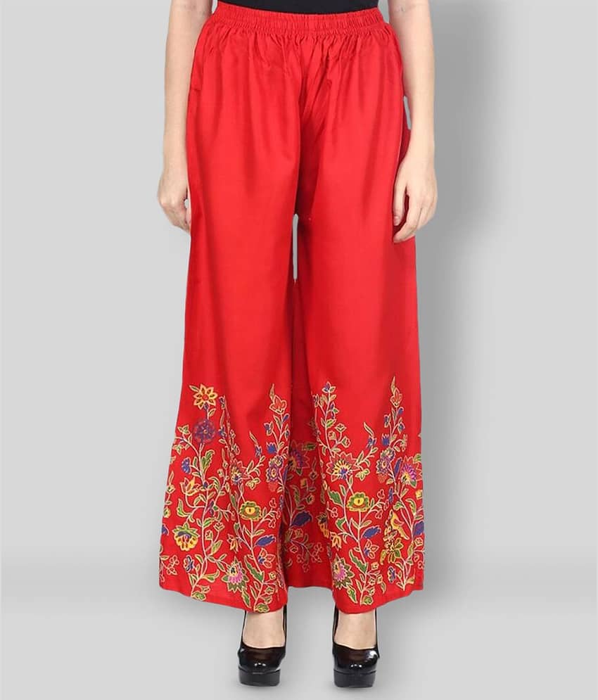 no br - Red Rayon Flared Women's Palazzos ( Pack of 1 )
