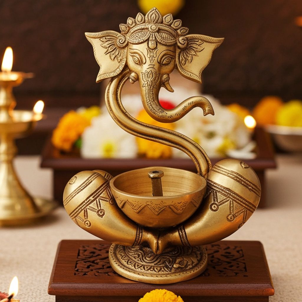 Brass Table Decor Deepak With Ganesh Ji (BSMAS1319 C)