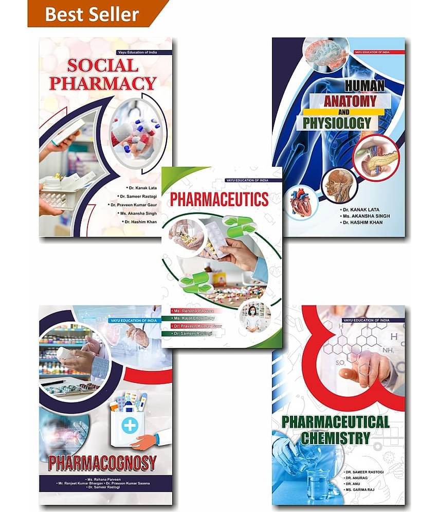 2022 Latest Pharmacy Books Set of 5: (Social Pharmacy, Human Anatomy And Physiology, Pharmaceutical Chemistry, Pharmaceutics, Pharmacognosy) Pharmacy Whole Syllabus Covered, As Per PCI Regulations