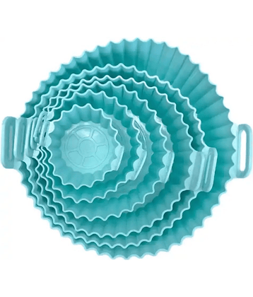 6 pcs. Reusable Air Fryer Silicone Pot Liners | Non-Stick Heat-Resistant Basket Baking Trays | Airfryer Oven Accessories | Dishwasher Safe | Multicolor | (Pack of 1)