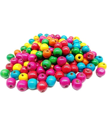 Vardhman Wood 180 Multicolor Wooden Beads Used for Art and Crafts ( Pack of 1 )