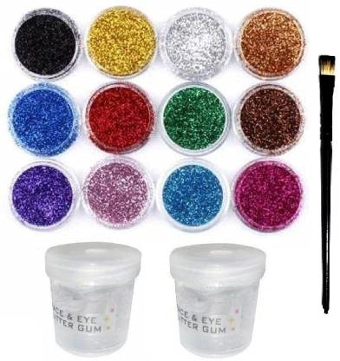 Elecsera Women's Dusty Glitter Eyeshadow with Glitter Glue & Eyeshadow Brush [Multicolor] Shimmery Finish