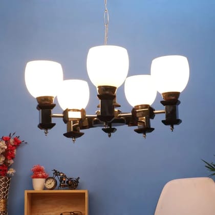 ELIANTE Silver Metal Chandelier 830-5LP | 3 Years Warranty | Free - LED LAMP