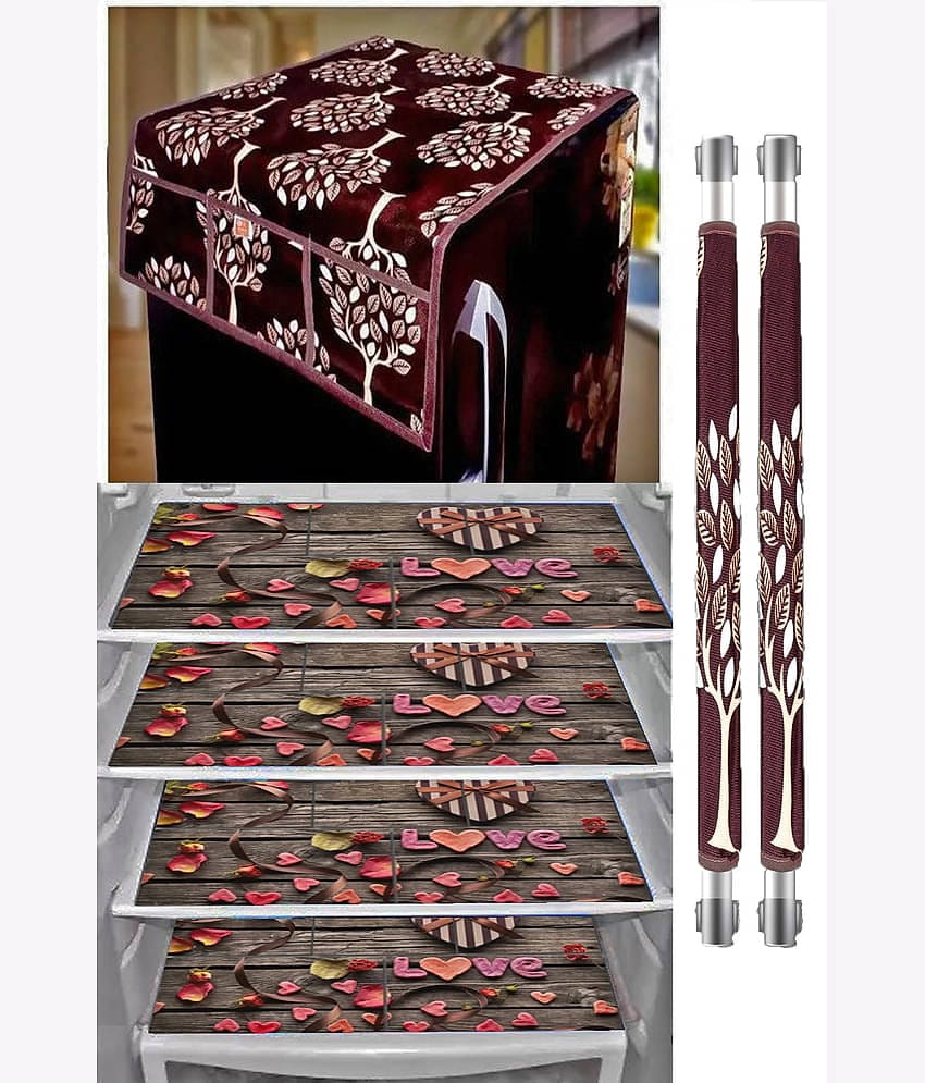 Crosmo Knitting Nature Fridge Mat & Cover ( 53 99 ) Pack of 7 - Brown