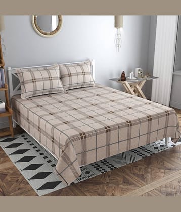 Kraftiq Homes Microfiber 1 Double Bedsheet with 2 Pillow Covers ( Beige )