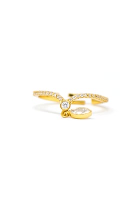 Elegantly Charming Gold Plated Sterling Silver Adjustable Ring-Gold / Adjustable Ring