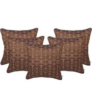 Zubix Brown Polyester Cushion Covers Set Of 5