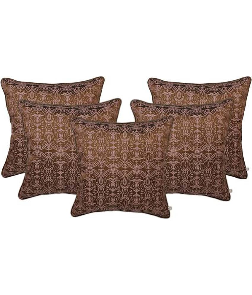 Zubix Brown Polyester Cushion Covers Set Of 5