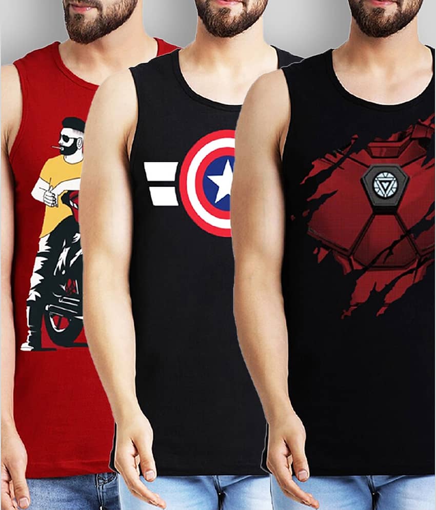 Leotude Pack of 3 Cotton Blend Regular Fit Men's T-Shirt ( Multicolor )