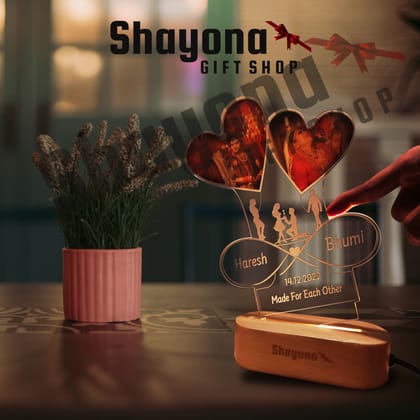 Personalized Photo With Name And Date  Acrylic LED Table Lamp-warm white
